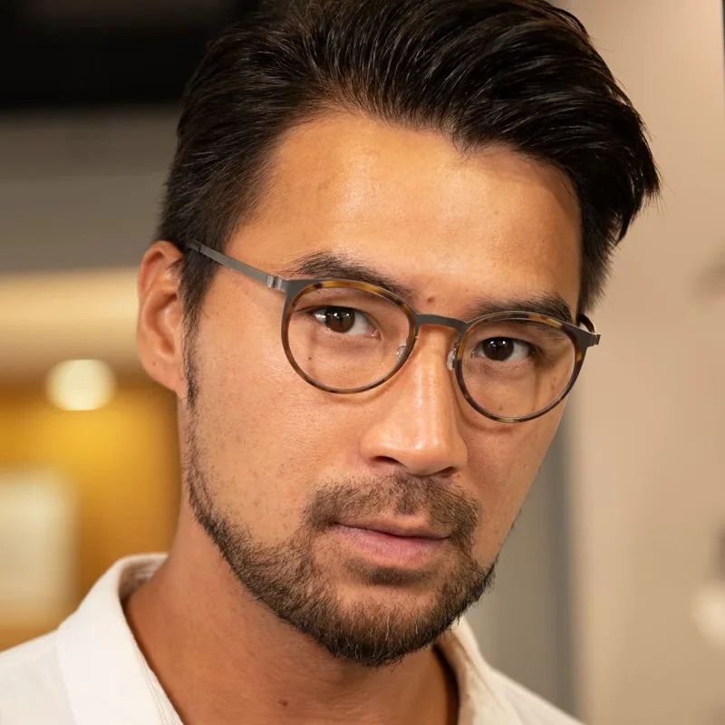Retro Round Screwless Eyeglasses Titanium Acetate Ultralight Glasses Frame Men Women Fashion Classic Denmark Design 9704