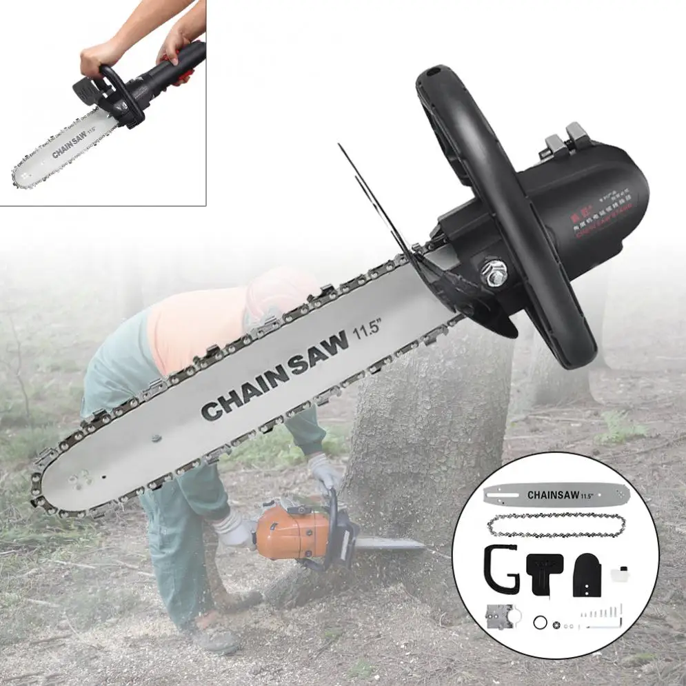 

6 Speed Adjustable Electric 100 Angle Grinder M10 Chainsaw 1000W 11000rpm Woodworking Cutting Chainsaw Bracket Change Grinder