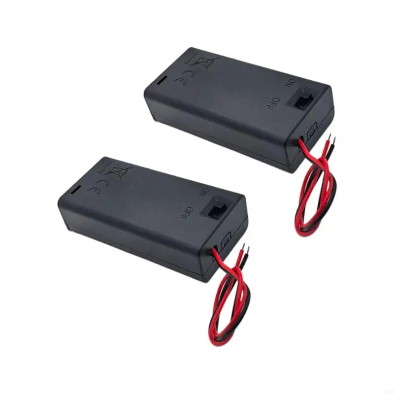  Covered Battery Holder Pair with Output Conductors, Tinned Ends, and Slide Controls for Electronics Project Power