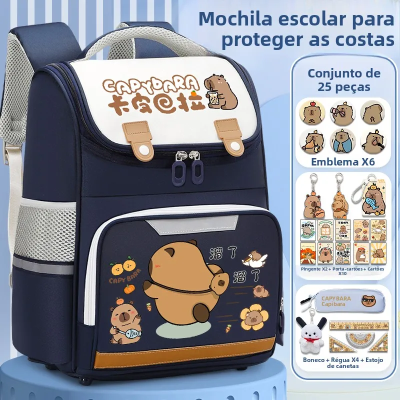 new-capybara-kids-school-bag-large-capacity-cartoon-water-vole-girls-backpack-reduce-burden-dual-shoulder-backpack-for-students