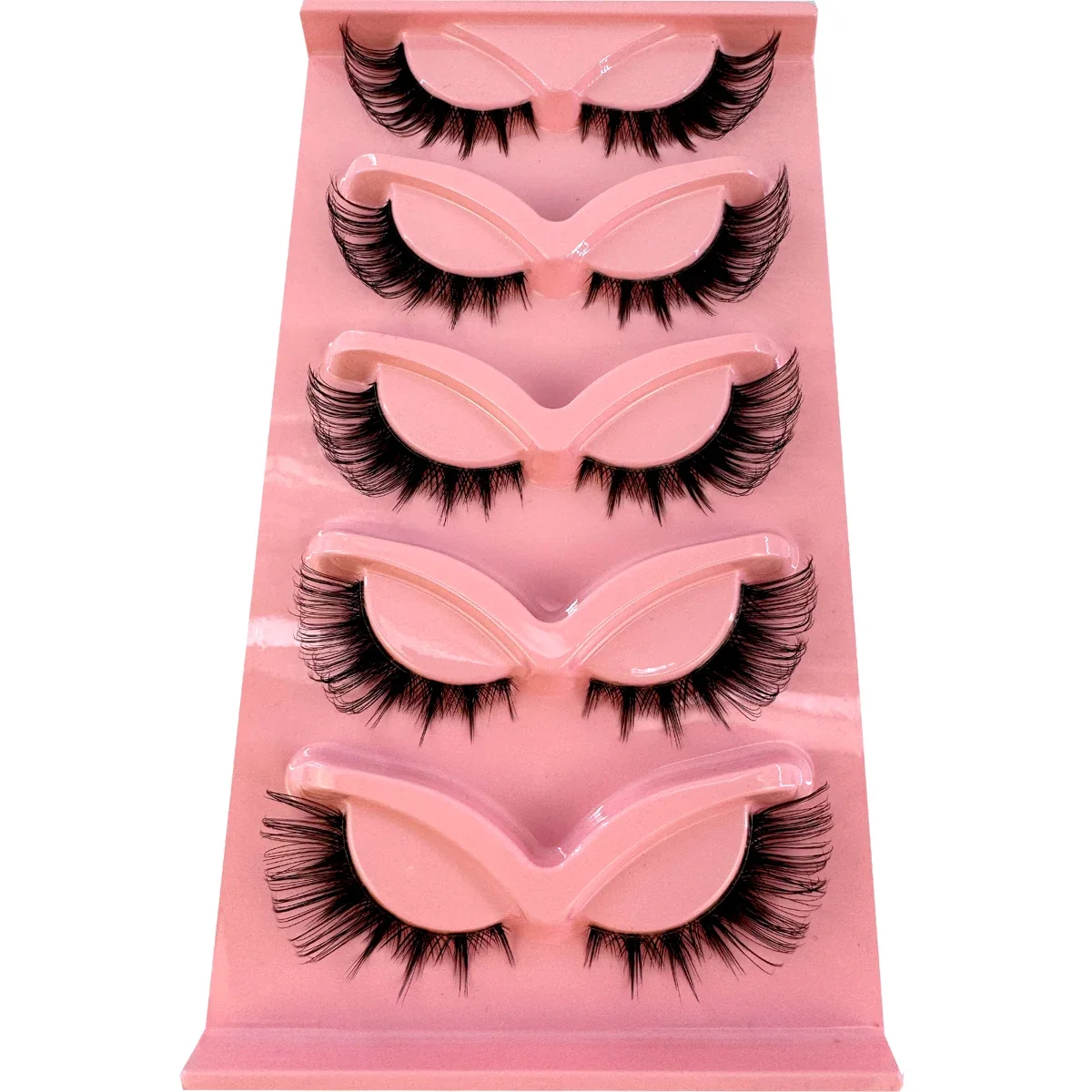 새로운 5쌍 캣아이 속눈썹 인조 밍크 속눈썹 투명 밴드 속눈썹 자연스러운 와이프시 밍크 속눈썹 풀 스트립 속눈썹