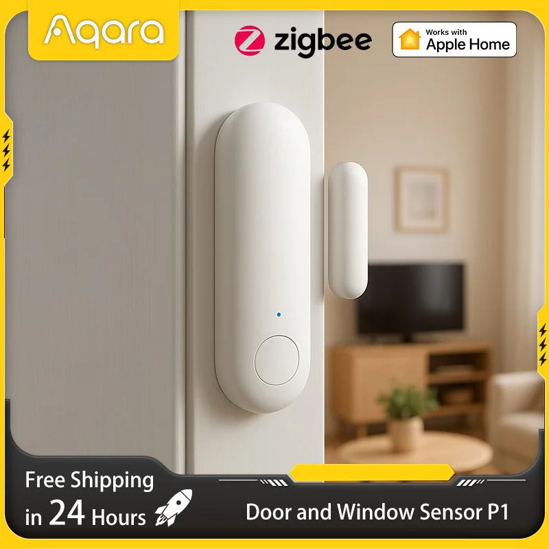 

Датчик двери и окна Aqara P1 Zigbee 3,0, беспроводной противоугонный пульт дистанционного управления, работает с системой сигнализации Apple HomeKit, умный дом