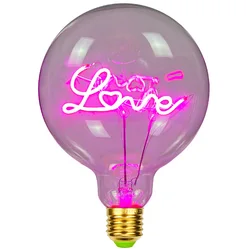 TIANFAN Vintage Led Bulb Big Globe G125 Love Pink 4W Dimmable Alphabet Led Bulb 220V 100V E26 E27 Decorative Edison Bulb