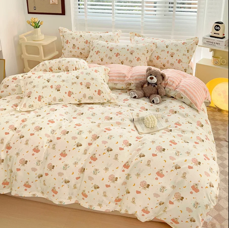 Koala Duvet Cover Set No Filler Ins Single Queen Size Flat Sheet One or Two Pillowcase Boys Girls Cartoon Bedding Sets