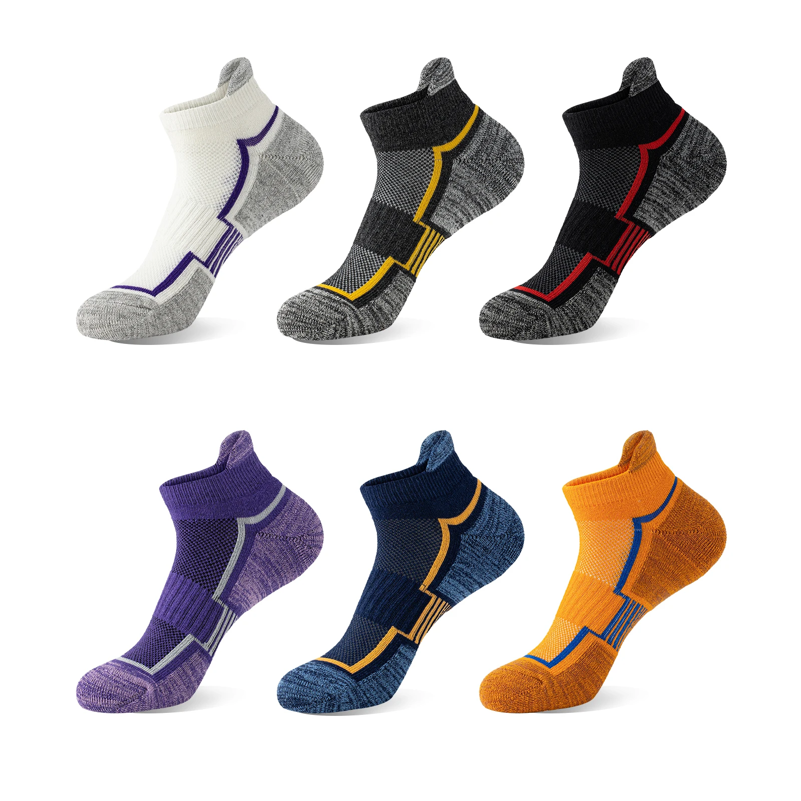 6 Pairs Men Women Sweat Absorbing Ankle Hiking Running Socks Compression Support Thick Sports Low Cut Socks