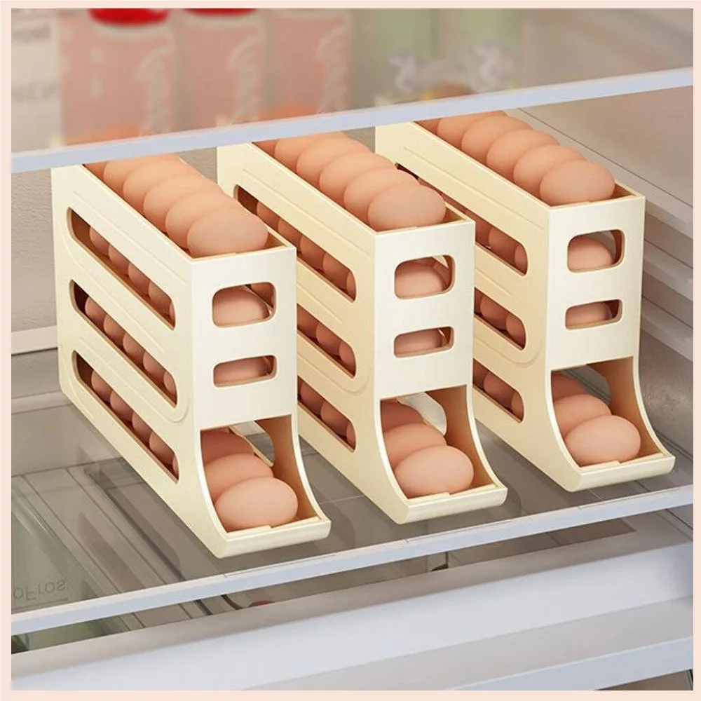 

Refrigerator Egg Storage Box Automatic Scrolling Egg Holder Household Large Capacity Kitchen Dedicated Roll Off Egg Storage Rack