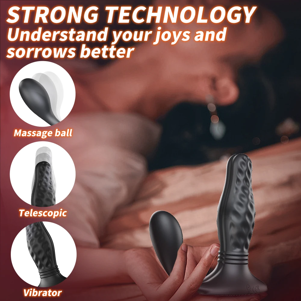 YEAIN Thrusting Anal Vibrator Male Prostate Massager with 9 Vibration 3 Telescopic Nice Bumps Anal Butt Plug Sex Toy for Men Gay