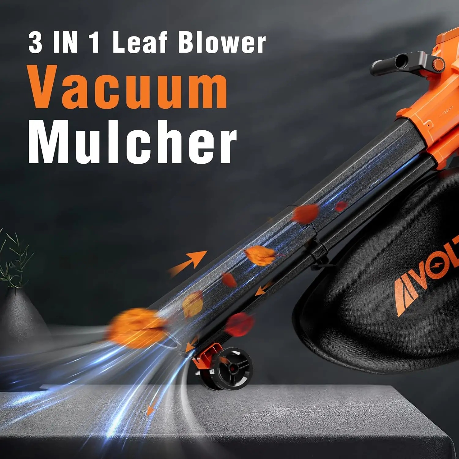 Cordless Leaf Blower Vacuum Mulcher with 40L Bag, 3 in 1 Battery Powered Leaf Blower 40V, 150MPH Air Speed, 4 Speed Modes