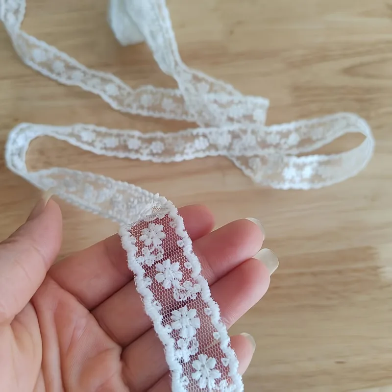 1 Stück weißes, mit Blumenmuster versehenes, transparentes Spitzenband für Geschenkverpackungen [Länge 300 cm/118 Zoll, Breite 2 cm/0,79 Zoll], geeignet für Hochzeiten, handgefertigte DIY-Bastelarbeiten. – Detail 10