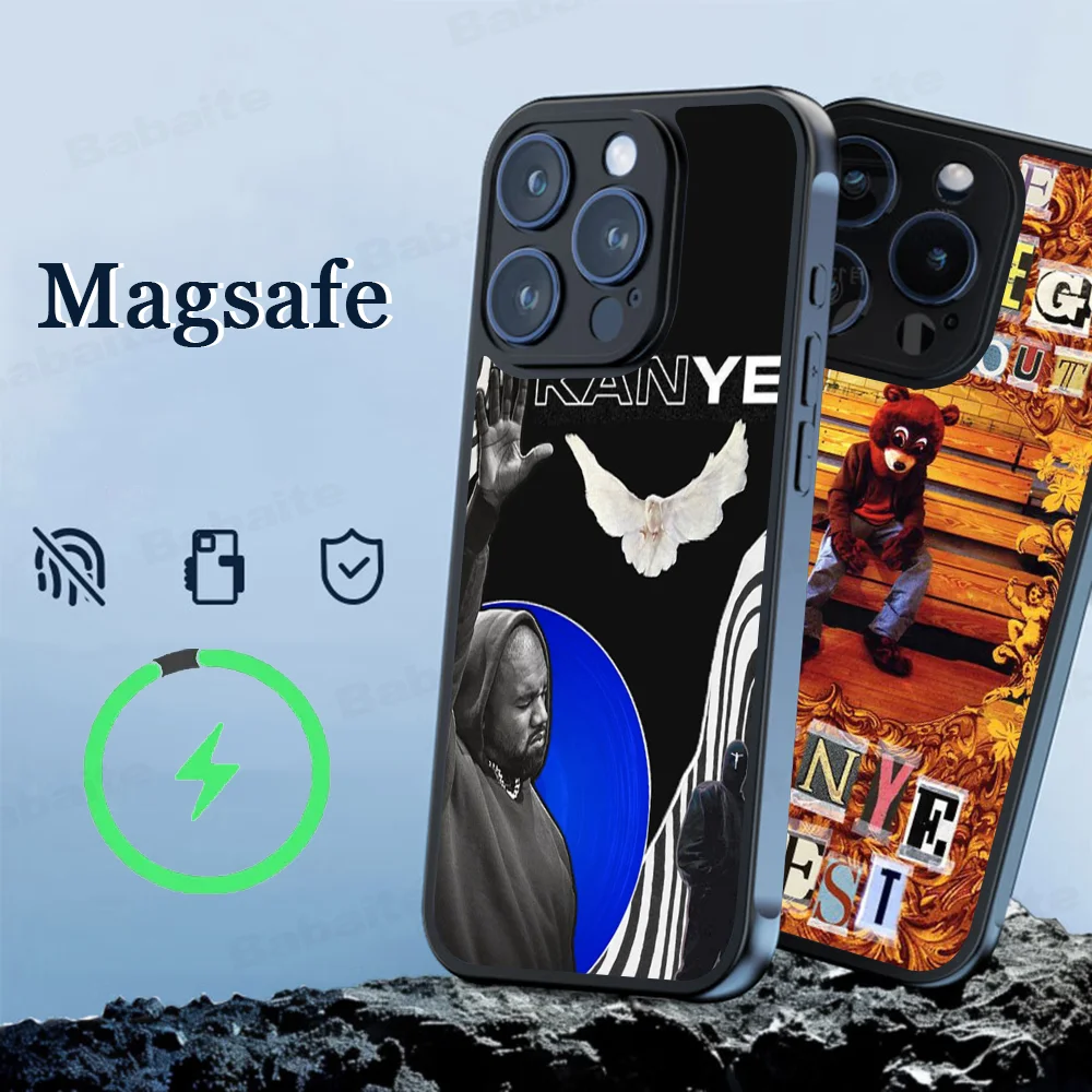 Famous Rapper K-Kanye W-West Phone Magnetic Case For IPhone 16 14 13 12 11 15 Pro Max Plus For Magsafe Wireless Charge Cover