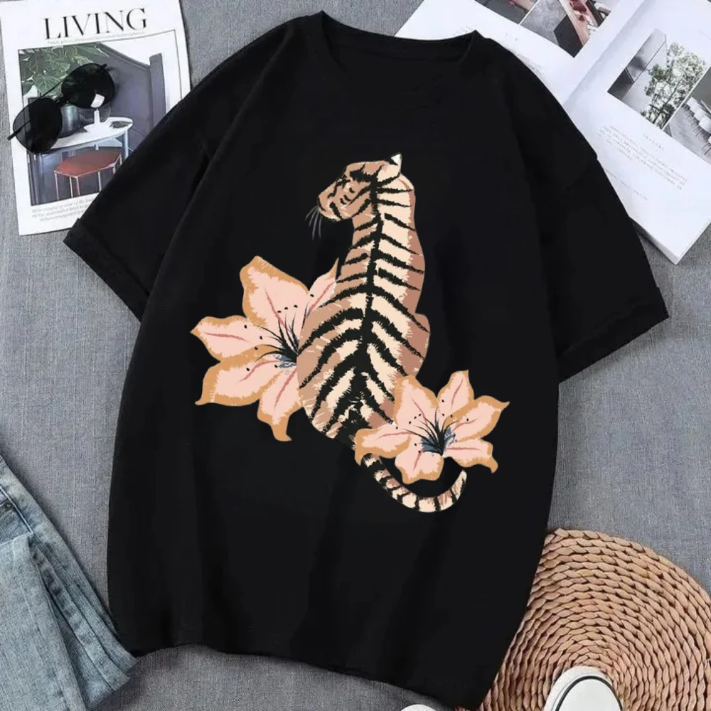 Vintage Tiger Print Short-sleeved T-shirt Retro Animal Graphic Top Cool Streetwear Tee Casual Summer Wear for Woemen Men Y2k Top