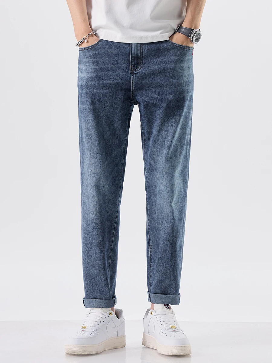 

Мужские джинсы премиум-класса с вышивкой, повседневные брюки-карго, весенняя новинка, свободный крой, зауженные к низу, из эластичного хлопка