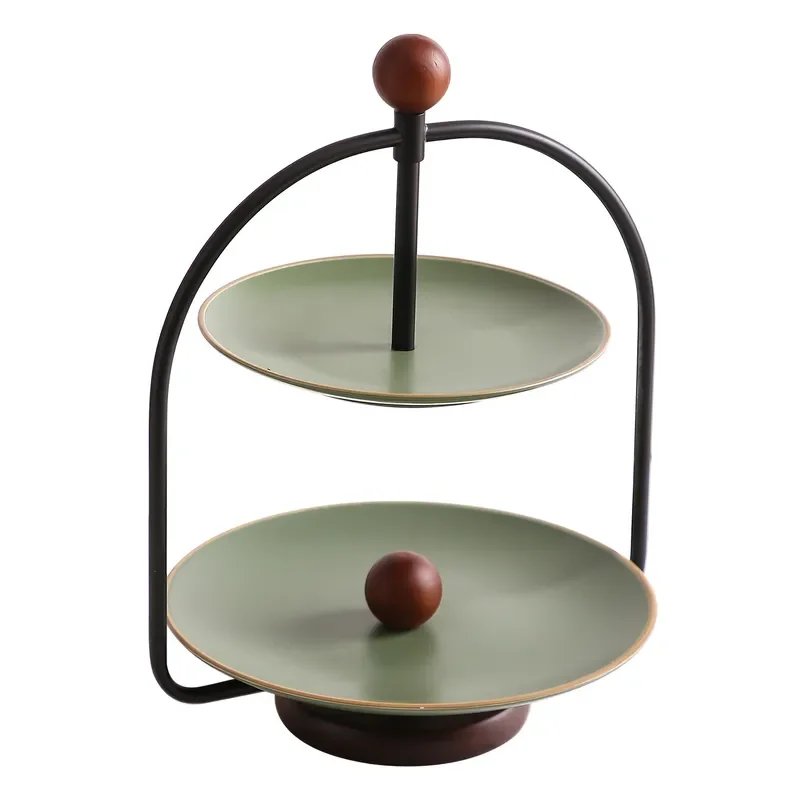 Three Layer Ceramic Fruit Plate Medieval Cake Rack Snack Nut Plate Retro Silent Light Luxury Tea Break Serving Tray for Home