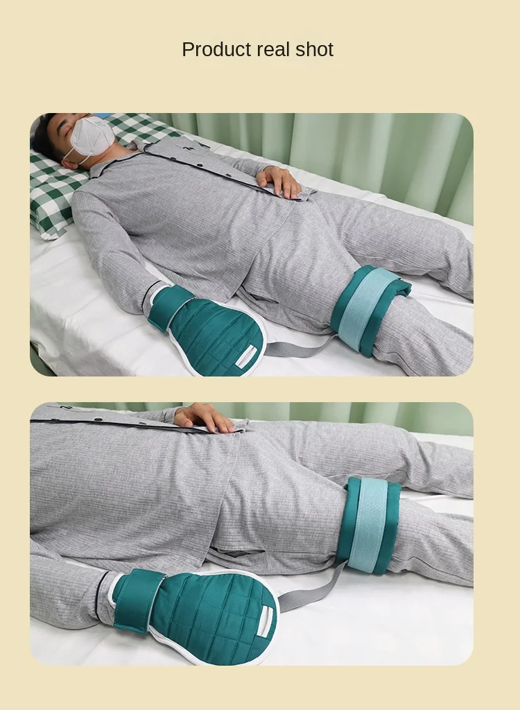 Anti-Extrubations-Rückhaltehandschuhe, doppelte Zurückhaltung von Händen und Beinen, atmungsaktiv, Anti-Greifen, Handgelenk und Bein, feste dicke Baumwolle – Detail 11