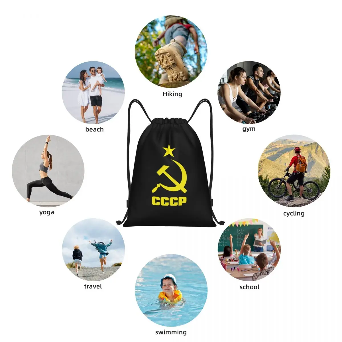 CCCP-mochila portátil con cordón para deportes al aire libre, bolsas de almacenamiento para viajes, gimnasio y Yoga, Unión Soviética