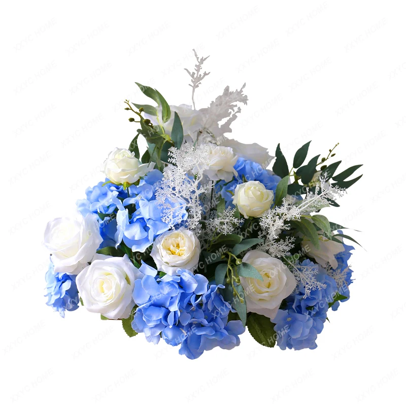 Wedding Road Lead Flower Ball Roman Column Flower Wedding Flowers Stage Layout Decoration Props Flower Mori Style Blue