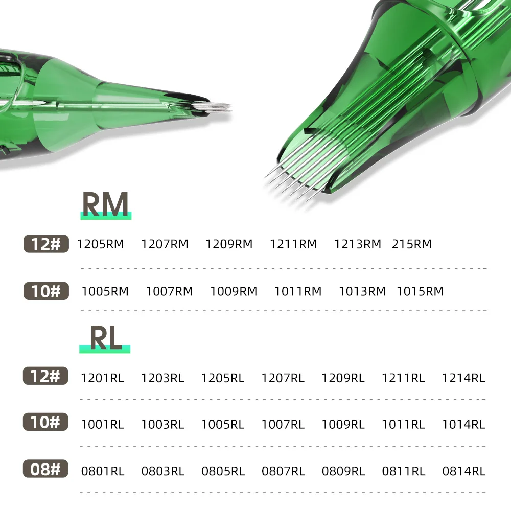 T-rex 20pcs Tattoo Cartridge Needle RLRM Sterile Safety Needle Tattoo Rotary Pen Round Lining 0.25MM 0.3MM 0.35MM