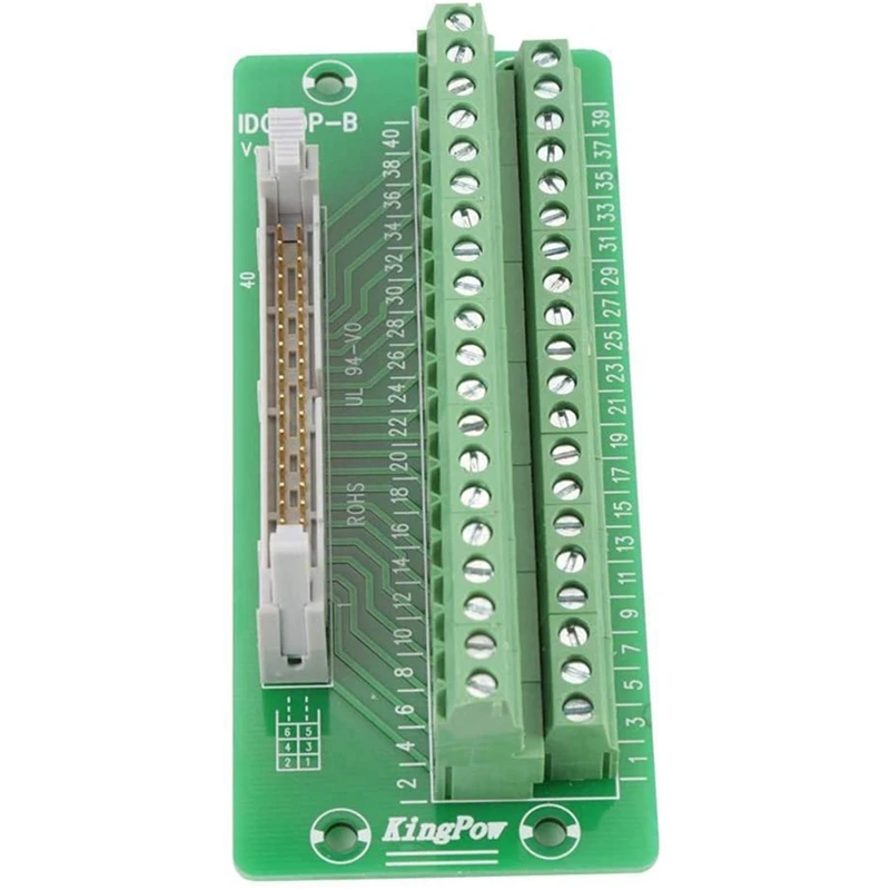 IDC40P 40Pin Connector Strip Breakout Board Terminal Block Plug PLC Interface With Bracket, For PLC, DIN Rail Mount