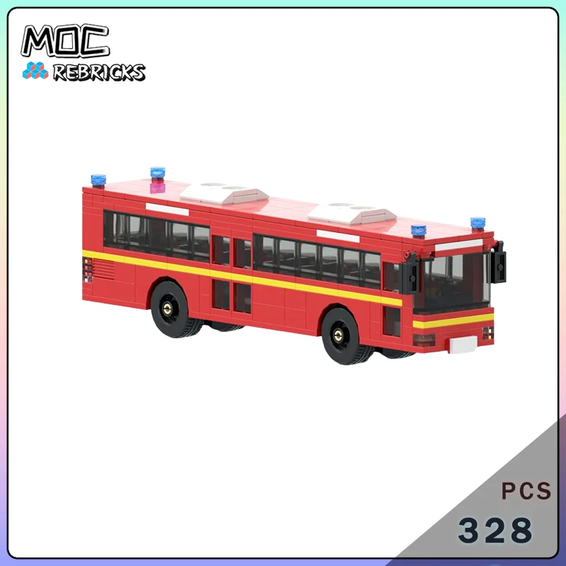 MOC Railway Emergency Service Vehicle Building Blocks Track Maintenance Rail Command Van Model Train Logistics Toy Adult Gift