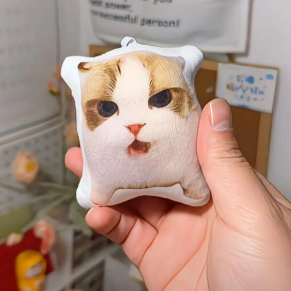 Voice Doll Cat Voice Keychain With Sound Decompression Soft Plush Squeeze Talking Cat Keychain Realistic Meow Sound Kids Toy