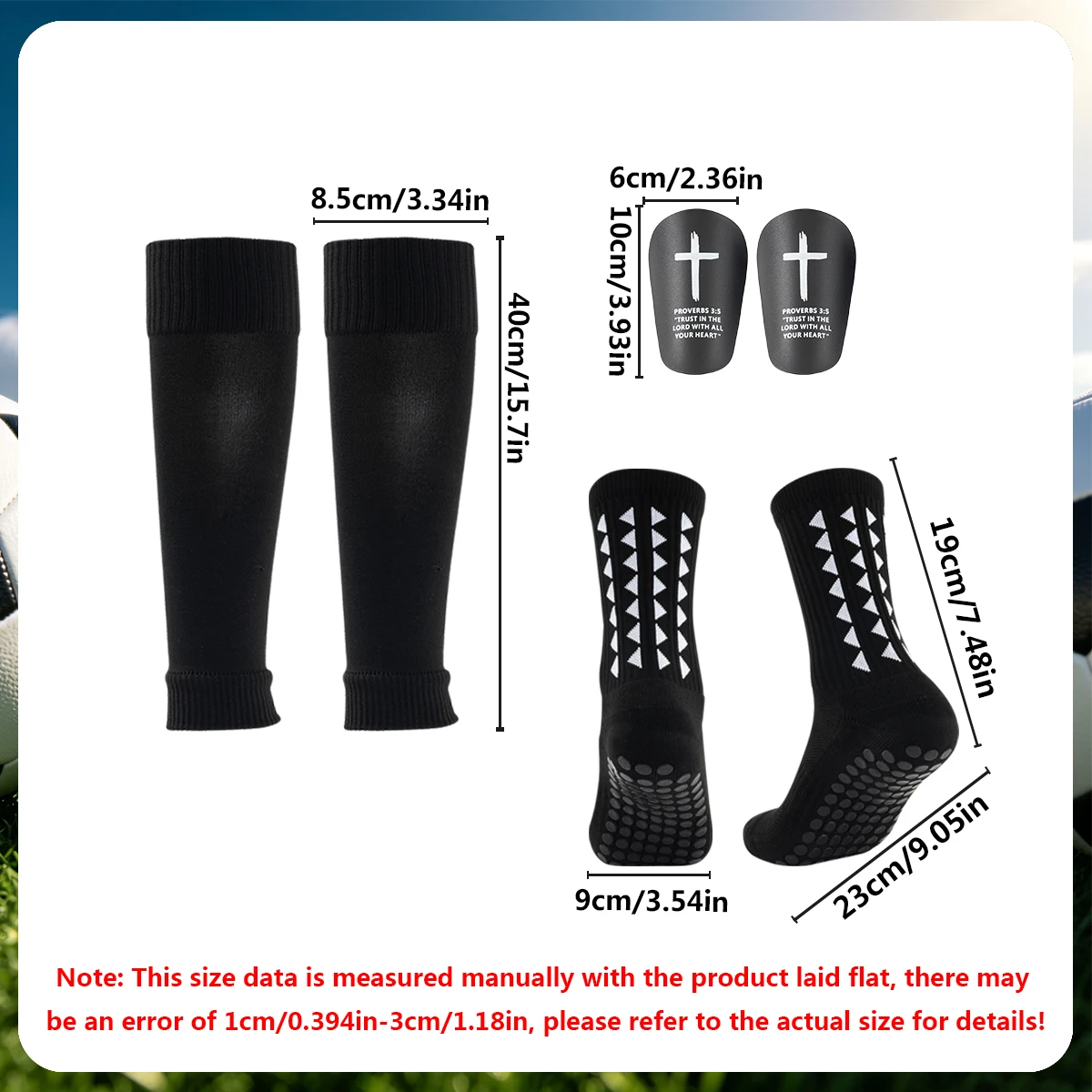 3-piece set for adult thickened short-tube socks leg guard plate strap set for men and women dispensing anti-slip god socks