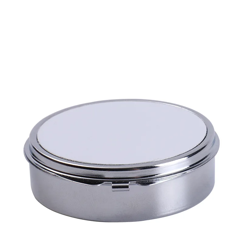 Free Shipping 20 Pcs/Lot Sublimation Blanks Pill Box Jewelry Box Stainless Steel Round Packaging Box DIY Small Item Box