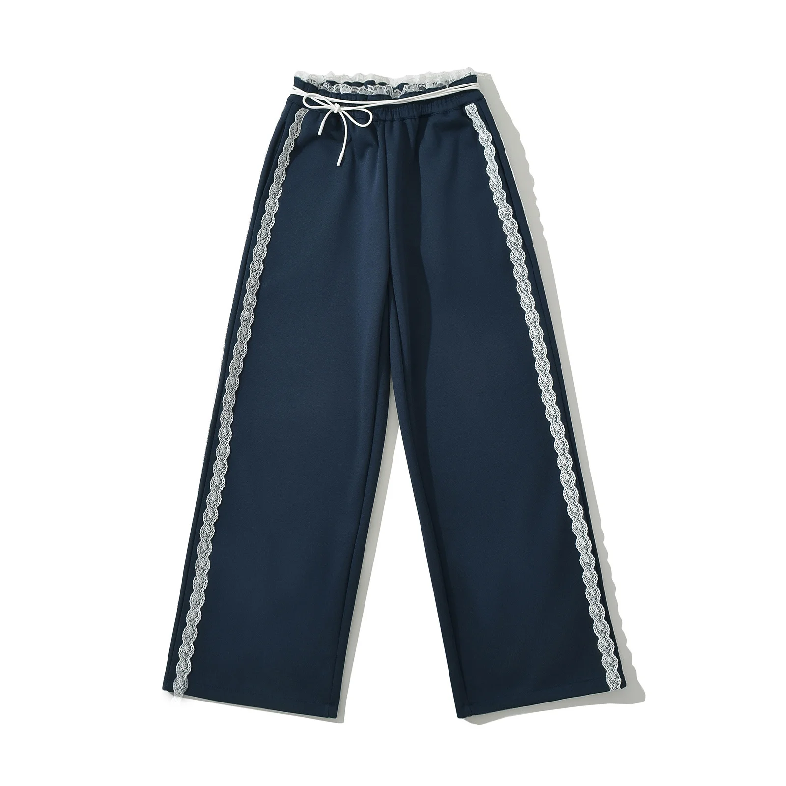 2024 new women fashion long pants high quality wool material pants blue