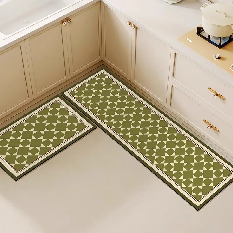 

Кухонный коврик в стиле ретро, украшение для дома, длинная полоска, кухонный коврик, нескользящий маслостойкий водонепроницаемый кожаный моющийся ковер из ПВХ 주방매트