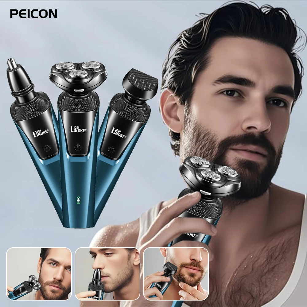 

Electic Shaver USB Rechargeable 3 in 1 Men Beard Shaving Machine Professional Floating Blade Razor Portable Face Hair Trimmer