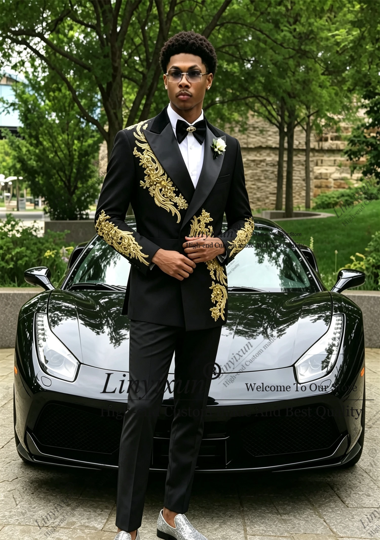 Customizable version Diamond Tuxedos Men Suit Customized 2 Pieces Groom Male Blazers Wedding Party ropa hombre Slim Man Clothes