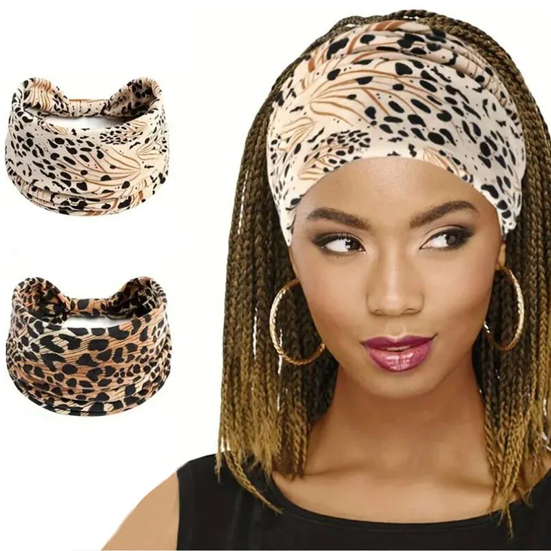 1pc fascia per Yoga con stampa leopardata alla moda per le donne-turbante sportivo con assorbimento del nodo largo per accessori per il Fitness e i