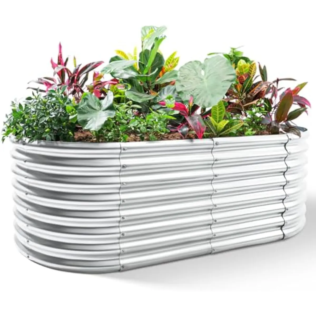 Galvanized Metal Raised Garden Bed 96 x 48 x 24 Inches Outdoor Planter with Reinforced Frame Breathable Rustproof Design Open Bo
