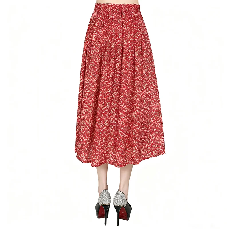 New arrival lady pure silk crepe-de-chine elastic waist loose skirts,100% natural silk casual skirt