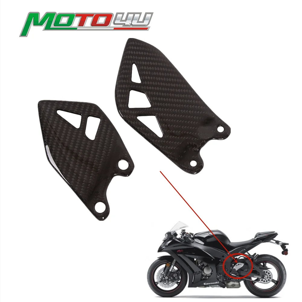 For Kawasaki ZX-10R ZX10R  ZX 2011-2022 Real Carbon Fiber Motorcycle Heel Guard Rearset Plate Foot Peg Protector Overlay Gloss