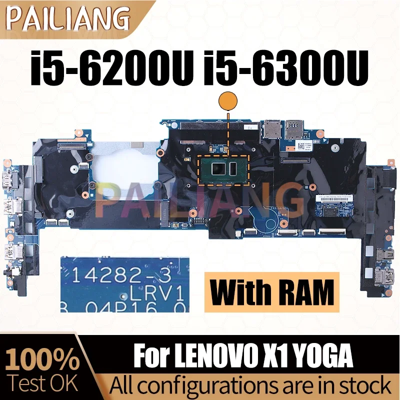 For LENOVO Thinkpad X1 YOGA 1st Gen X1 Carbon 4th Gen Notebook Mainboard 14282-3 14282-2M i5-6200U 6300U Laptop Mainboard Test