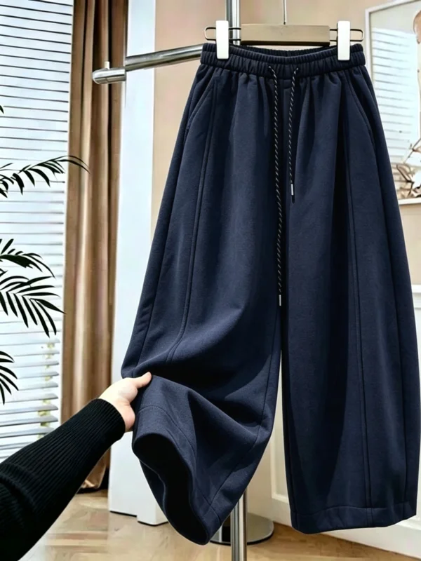 Women's High Waist Wide Leg Balloon Pants Loose Fit Thickened Autumn Winter Trousers Korean Style Casual Pants Polyester Fiber