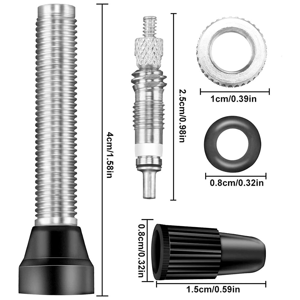 1Set Presta Tubeless Valve Stem 40mm, Alloy Presta Valve Stem Kit with Value Core Remover Tool and Valve Stem Caps for Bicycle