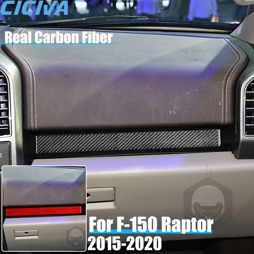 

Real Carbon Fiber Car Accessories Passenger Dashboard Panel Decorative Cover Soft Sticker For Ford F150 SVT Raptor 2015-2020