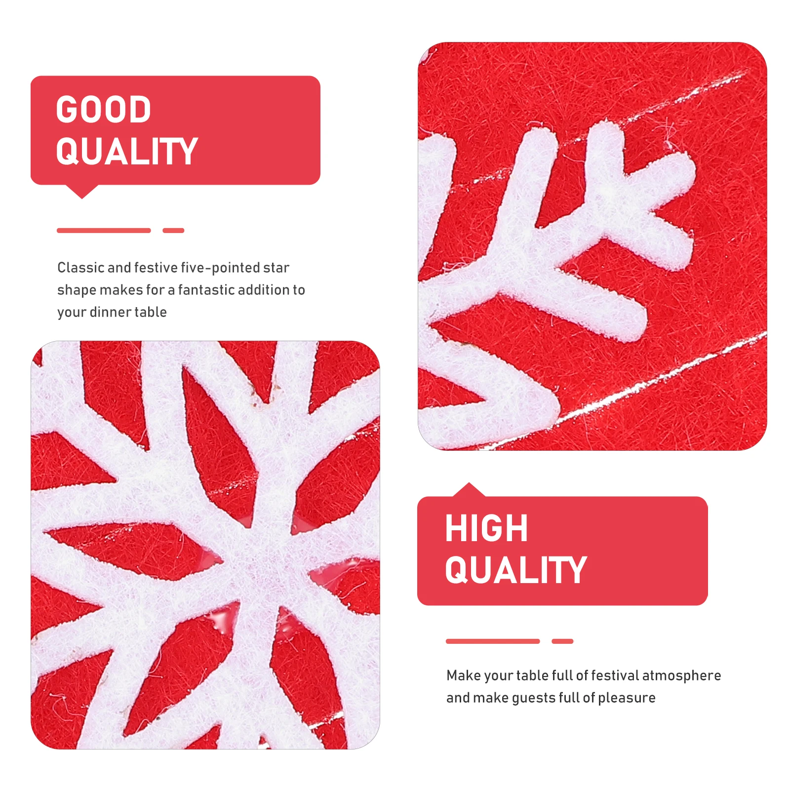 

8Pcs Tableware Bag Silverware Holder Christmas Cutlery Cover Red Decor Tray Drawer Cloth Xmas Dining Five pointed Star Kitchen