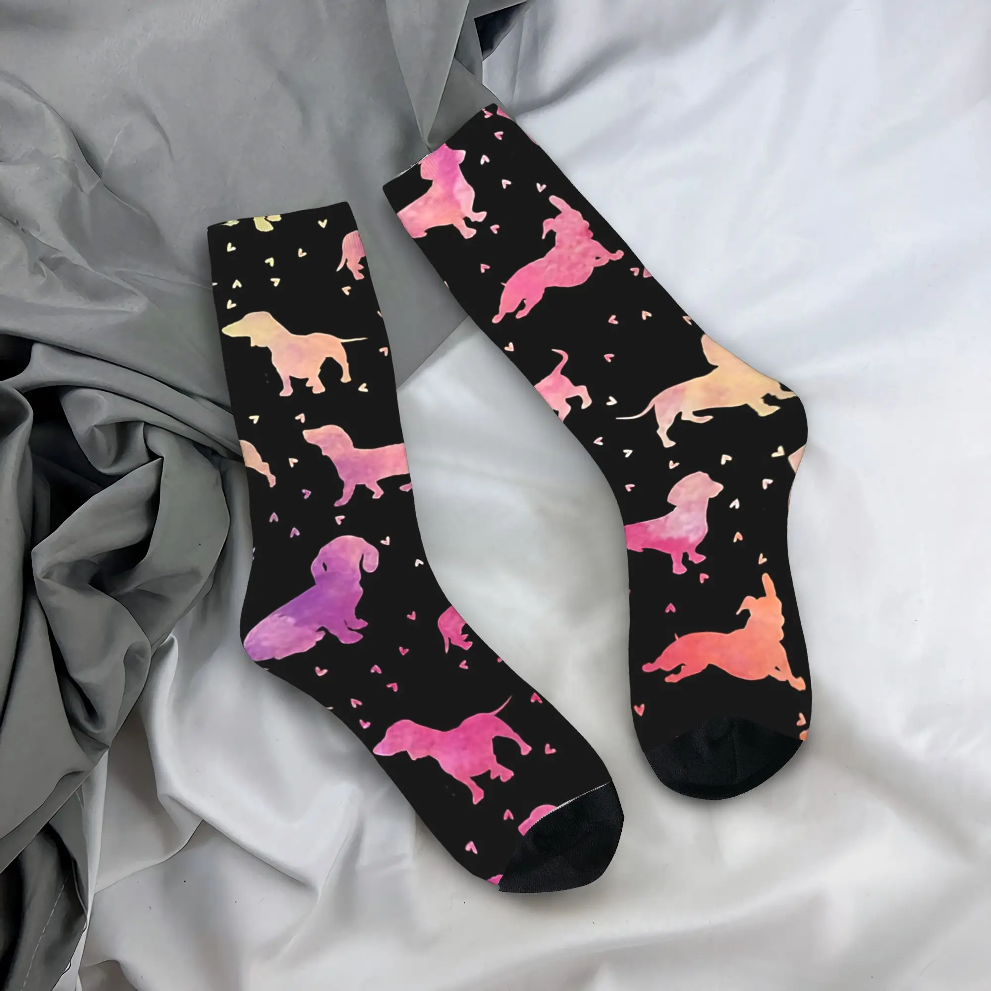 

Men's Socks Dachshund Watercolor Stockings Anti Skid Quality Socks Autumn Funny Design Cycling Socks