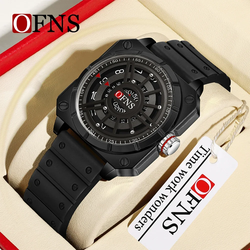 

OFNS Top Brand 8026 New Fashion Men's Quartz Watch Creative Cool Large dial Quartz Watch Business Waterproof Men's Watch 2024