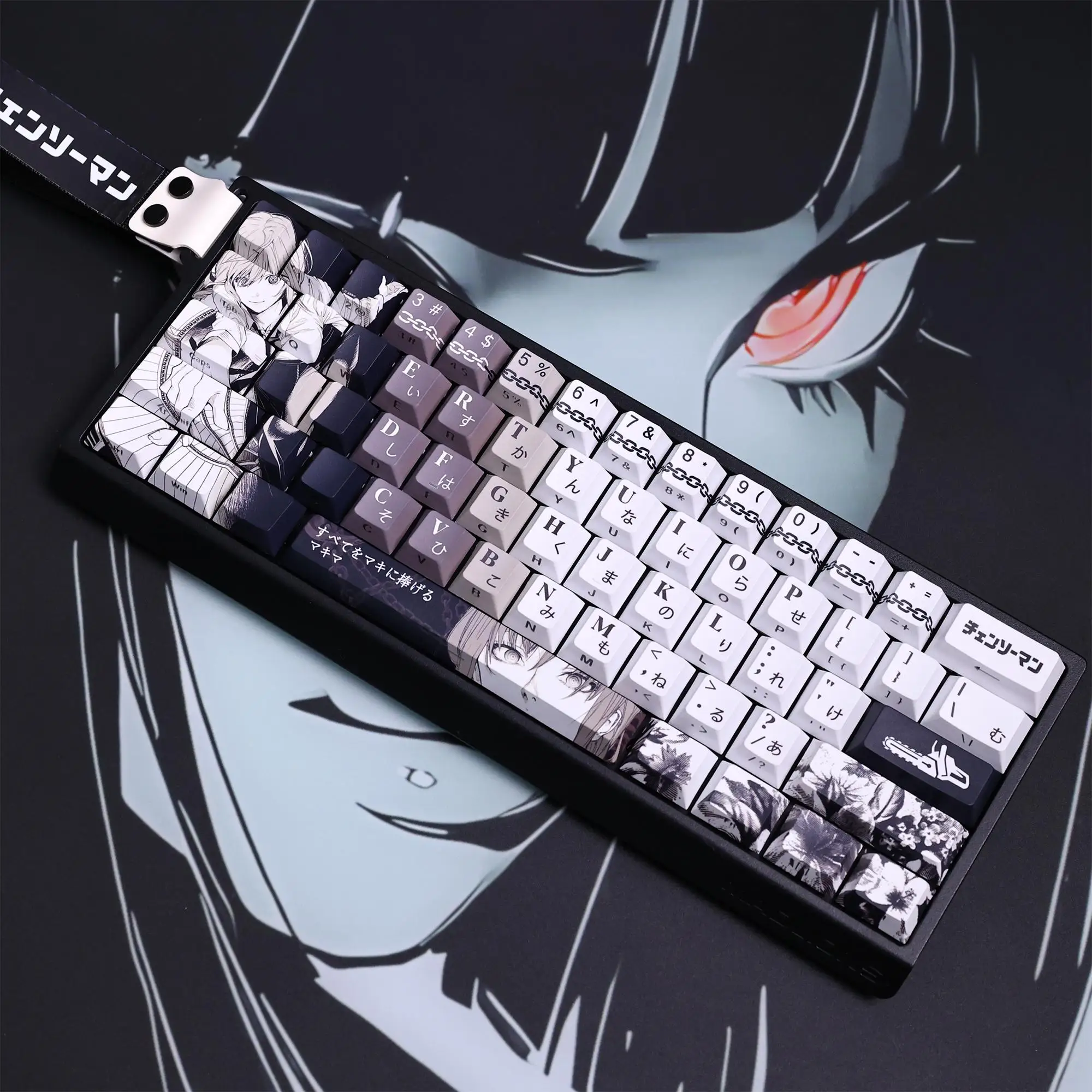 Keycap side engraving original five-sided hot sublimation chainsaw human animation customization, Meijia lion wooting