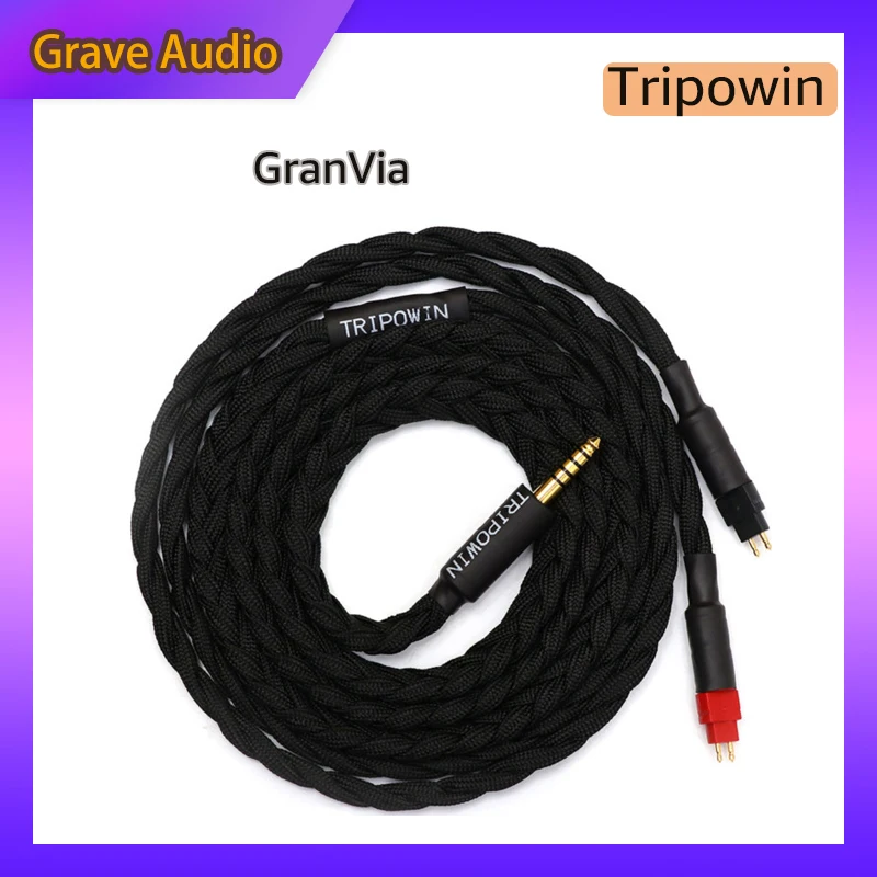 

Tripowin GranVia 26AWG 36 Strands x 4 Core Handmade Headphone Replacement Cable for HD650 HD580 HD800 HIFIMAN ANANDA Black