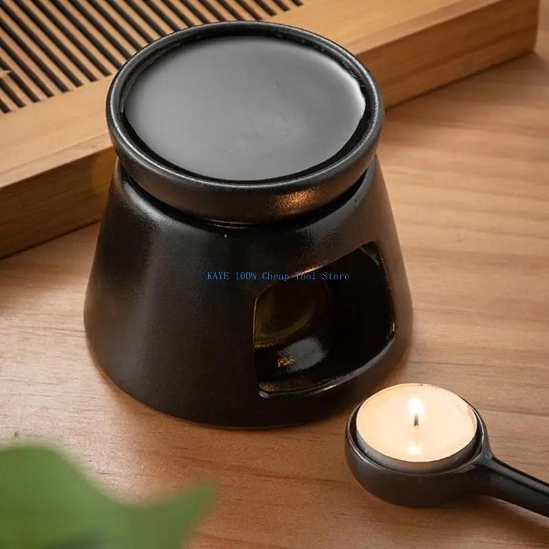 

G6KA Stylish Black Ceramics Essential Oil Burners with Bowl and Tealight Spoon for Aromatherapies and Relaxation Room Decors