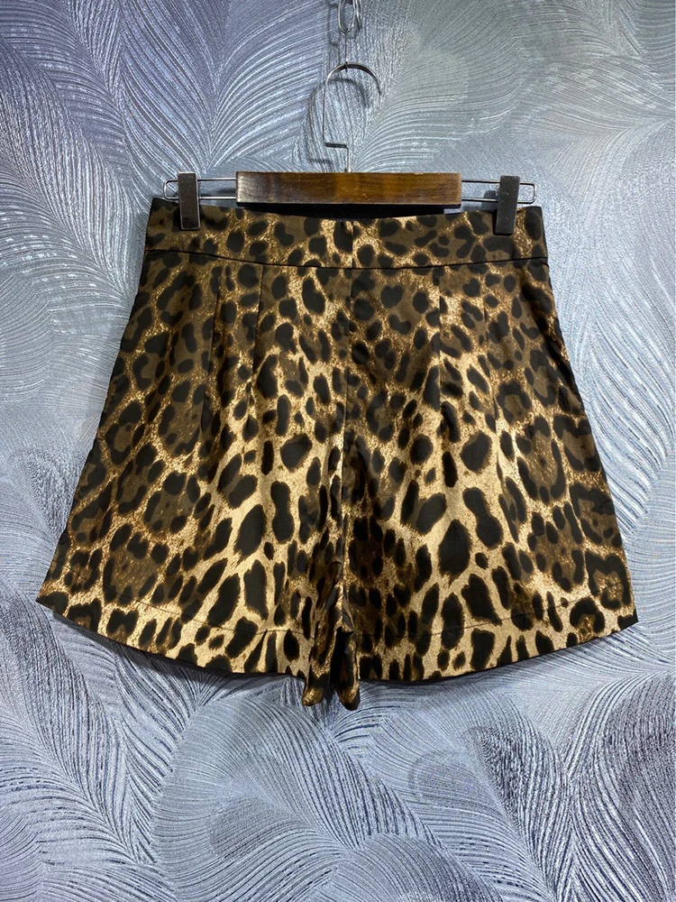 Women's Leopard Printing Shorts, Beach Holiday Sweets, Girls Mini Wear, 100% Cotton, Summer Fashion