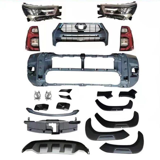 

New Arrival Body Kit Car Front Rear Guard Front Bumper Accesorios For Toyota Hilux Vigo 2016+ upgrade to Hilux ROCCO 2021