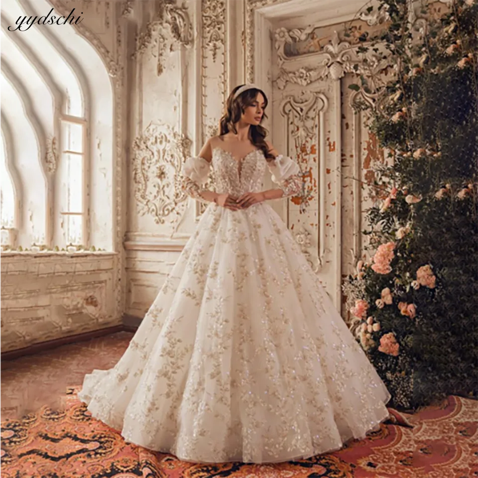 

Luxury Princess Off The Shoulder Sequin Sweetheart Ball Gown Wedding Dresses 2023 Backless Court Train Bridal Gowns For Women