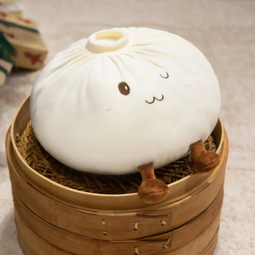 Super Soft Plush Material Steamed Bun Plush Pillow Fluffy Comfortable Stress Relief Food Shaped Hug Pillow PP Cotton Filled
