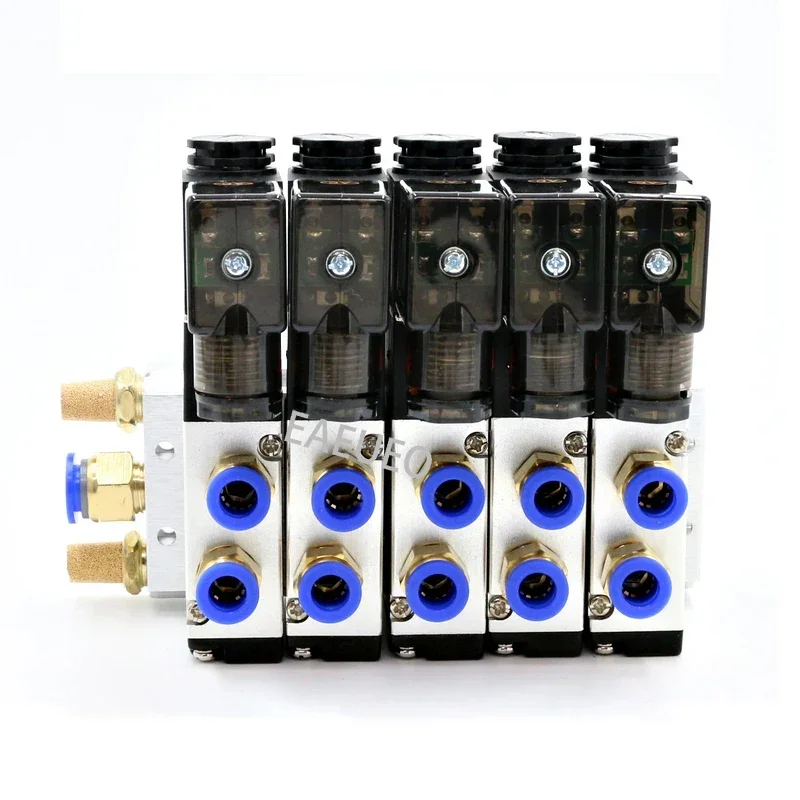 12/24V DC 110/220V AC Multi Option 4V210-08 Pneumatyczny zawór elektromagnetyczny Blok z tłumikiem Kolektor bazowy 2/3/4/6 Way