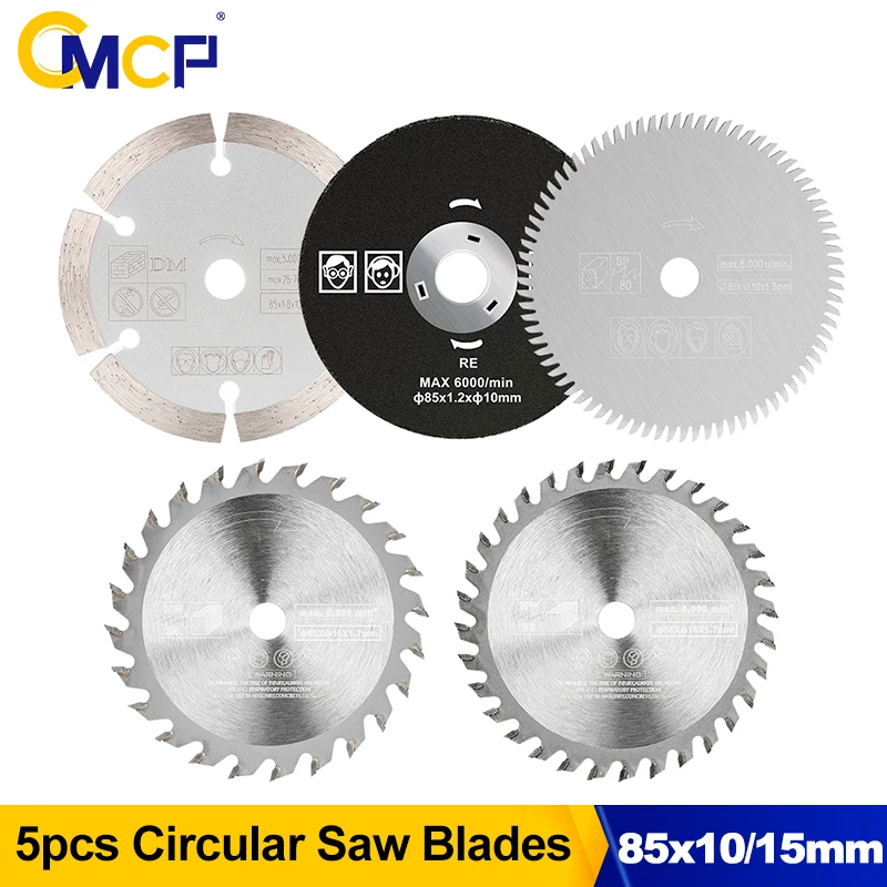 CMCP 3/5Pcs 85*10/15mm HSS Circular Saw Blades Cutting Disc For Multi-function Power Tile Cement Plastic Metal Woodworking Tool